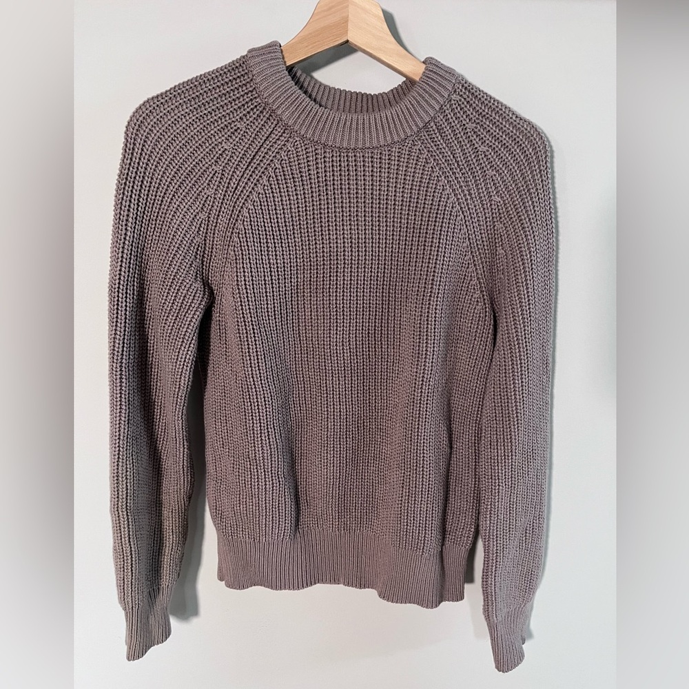 Evereve XS Oversized Taupe Crewneck Sweater Soft Knit Cozy Pullover‎